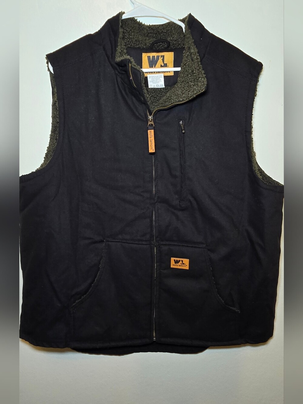 Wells Lamont XL Black Duck Canvas Sherpa Lined Work Vest Heavy Outdoor Full Zip